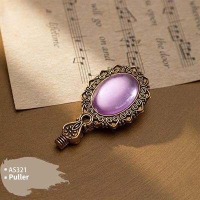 Kraliyet Lavanta Taşlı Döküm Metal Mum Mühürü Sapı Antik Gold