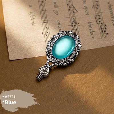 Kraliyet Mavi Taşlı Döküm Metal Mum Mühürü Sapı Antik Gümüş