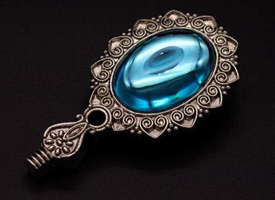 Kraliyet Mavi Taşlı Döküm Metal Mum Mühürü Sapı Antik Gümüş