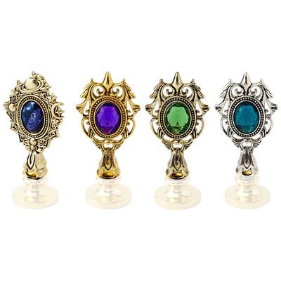 Kraliyet Mor Taşlı Döküm Metal Mum Mühürü Sapı Antik Gold