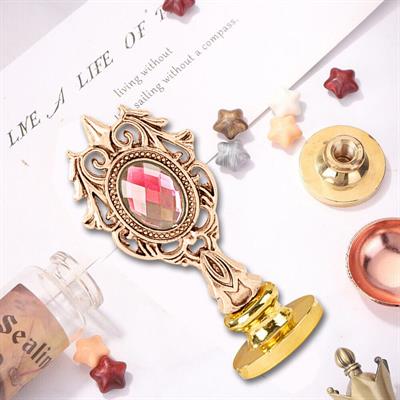 Kraliyet Pembe Taşlı Döküm Metal Mum Mühürü Sapı Rose Gold