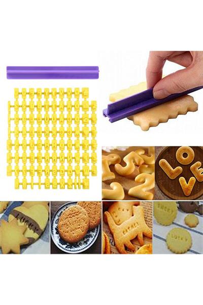 Kurabiye Bisküvi Hamur Fondan 73 Parça 3D Alfabe Yazı Damga Seti  