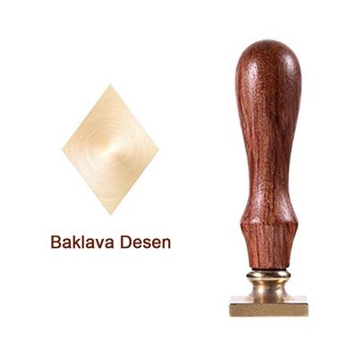 Mühür Mumu Baklava 29.5x22 mm Baklava Boş Pirinç Kafa + Ahşap Sap