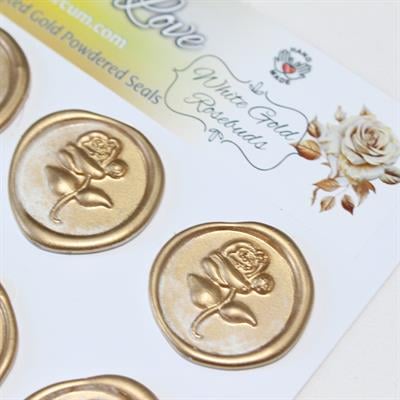 Mühürcüm White Gold Rosebuds 12 Adet 3D Hazır Kendinden Yapışkanlı Sticker Mühür RM2107