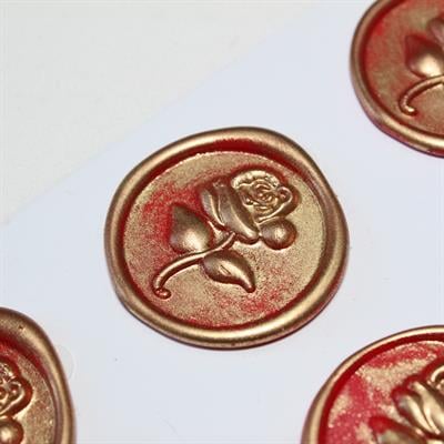 Mühürcüm Red Gold Rosebuds 12 Adet 3D Hazır Kendinden Yapışkanlı Sticker Mühür RM2105