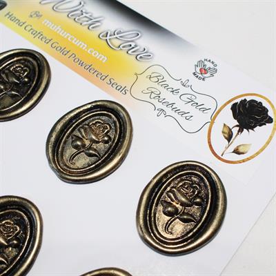 Mühürcüm Black Gold Rosebuds 12 Adet 3D Hazır Kendinden Yapışkanlı Sticker Mühür RM2106