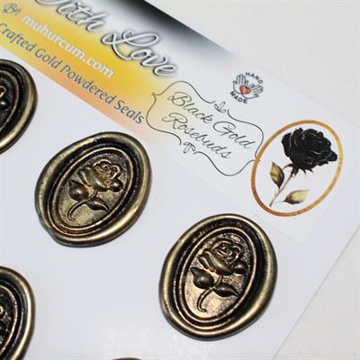 Mühürcüm Black Gold Rosebuds 12 Adet 3D Hazır Kendinden Yapışkanlı Sticker Mühür RM2106