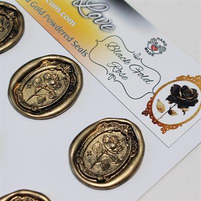 Mühürcüm Black Gold Rose 12 Adet 3D Hazır Kendinden Yapışkanlı Sticker Mühür RM2109