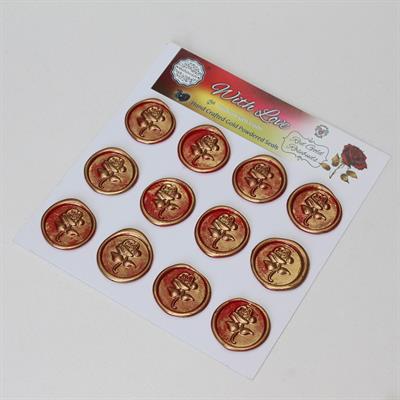 Mühürcüm Red Gold Rosebuds 12 Adet 3D Hazır Kendinden Yapışkanlı Sticker Mühür RM2105