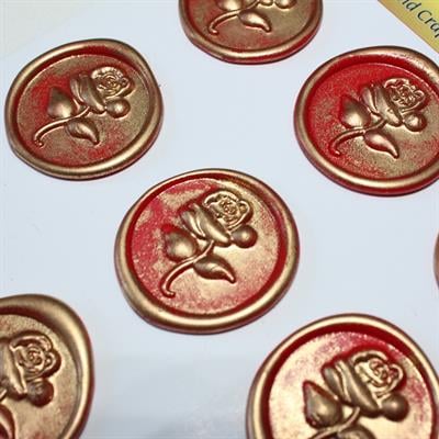 Mühürcüm Red Gold Rosebuds 12 Adet 3D Hazır Kendinden Yapışkanlı Sticker Mühür RM2105