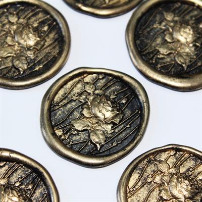 Mühürcüm Black Gold Ivy Roses 12 Adet 3D Hazır Kendinden Yapışkanlı Sticker Mühür RM2111