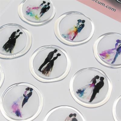 Mühürcüm 12 Adet Hazır Kendinden Yapışkanlı Gelin Damat Çift Davetiye Sticker Mühür KYSM116