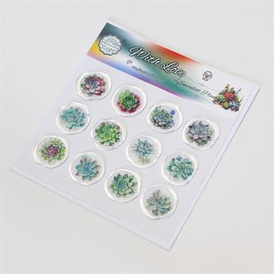 Mühürcüm 12 Adet Hazır Kendinden Yapışkanlı Sukulent Bitki Sticker Mühür KYSM109