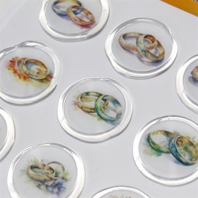 Mühürcüm 12 Adet Hazır Kendinden Yapışkanlı Yüzük Davetiye Sticker Mühür KYSM111