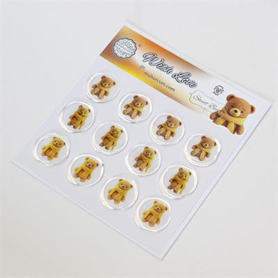 Mühürcüm 12 Adet Hazır Kendinden Yapışkanlı Tatlı Ayı Sticker Mühür KYSM105