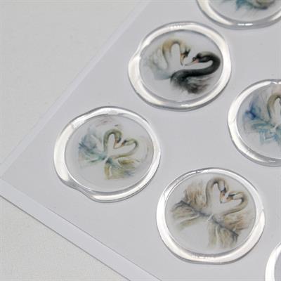 Mühürcüm 12 Adet Hazır Kendinden Yapışkanlı Kuğu Sticker Mühür KYSM112