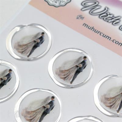 Mühürcüm 12 Adet Hazır Kendinden Yapışkanlı Düğün Davetiye Sticker Mühür KYSM110