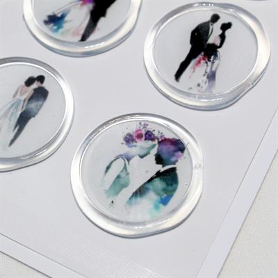 Mühürcüm 12 Adet Hazır Kendinden Yapışkanlı Gelin Damat Çift Davetiye Sticker Mühür KYSM116