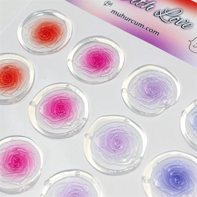 Mühürcüm 12 Adet Hazır Kendinden Yapışkanlı Gül Goncaları Sticker Mühür KYSM117