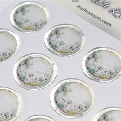 Mühürcüm 12 Adet Hazır Kendinden Yapışkanlı Çiçek Karahindiba Sticker Mühür KYSM108