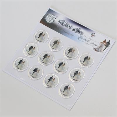 Mühürcüm 12 Adet Hazır Kendinden Yapışkanlı Gelin Damat Davetiye Sticker Mühür KYSM114