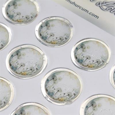 Mühürcüm 12 Adet Hazır Kendinden Yapışkanlı Çiçek Karahindiba Sticker Mühür KYSM108