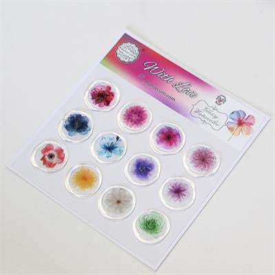 Mühürcüm 12 Adet Hazır Kendinden Yapışkanlı Parlak Sulu Boya Sticker Mühür KYSM103