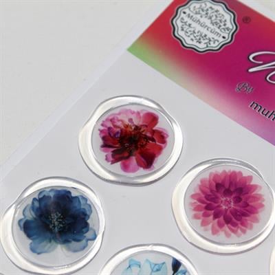 Mühürcüm 12 Adet Hazır Kendinden Yapışkanlı Parlak Sulu Boya Sticker Mühür KYSM103