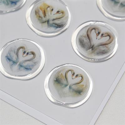 Mühürcüm 12 Adet Hazır Kendinden Yapışkanlı Kuğu Sticker Mühür KYSM112