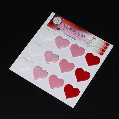 Mühürcüm Renk Kırmızı Kalp  12 Adet Hazır Kendinden Yapışkanlı Sticker Mühür RM2119