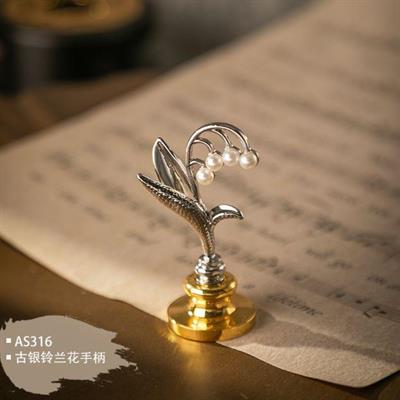 Mum Mühür Damga Kolu Premium Metal Çan Orkidesi Gümüş