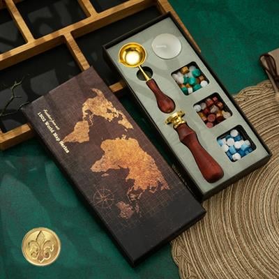 Mum Mühürü Antik Set Bakır Kafa 3 Renk 140 Metalik Wax Ahşap Sap