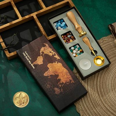 Mum Mühürü Antik Set Bakır Kafa 3 Renk 140 Metalik Wax Ahşap Sap