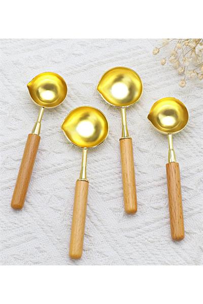 Mum Mühürü Eritme Kaşığı Çinko Alaşım Kayın Sap Özel Tasarım 