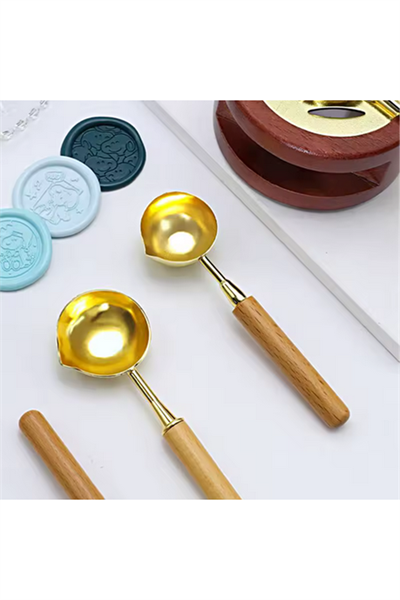 Mum Mühürü Eritme Kaşığı Çinko Alaşım Kayın Sap Özel Tasarım 