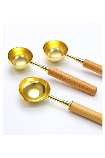 Mum Mühürü Eritme Kaşığı Çinko Alaşım Kayın Sap Özel Tasarım 