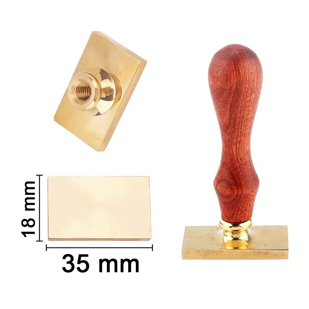 Boş Mum Mühür Pirinç Damga Başlığı Dikdörtgen 18x35 mm