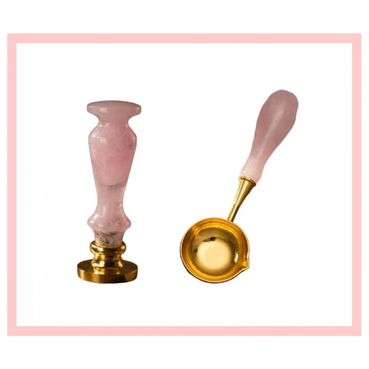 Davetiye Mum Mühürü Uygulama Seti El Yapımı Akrilik Pembe Renk