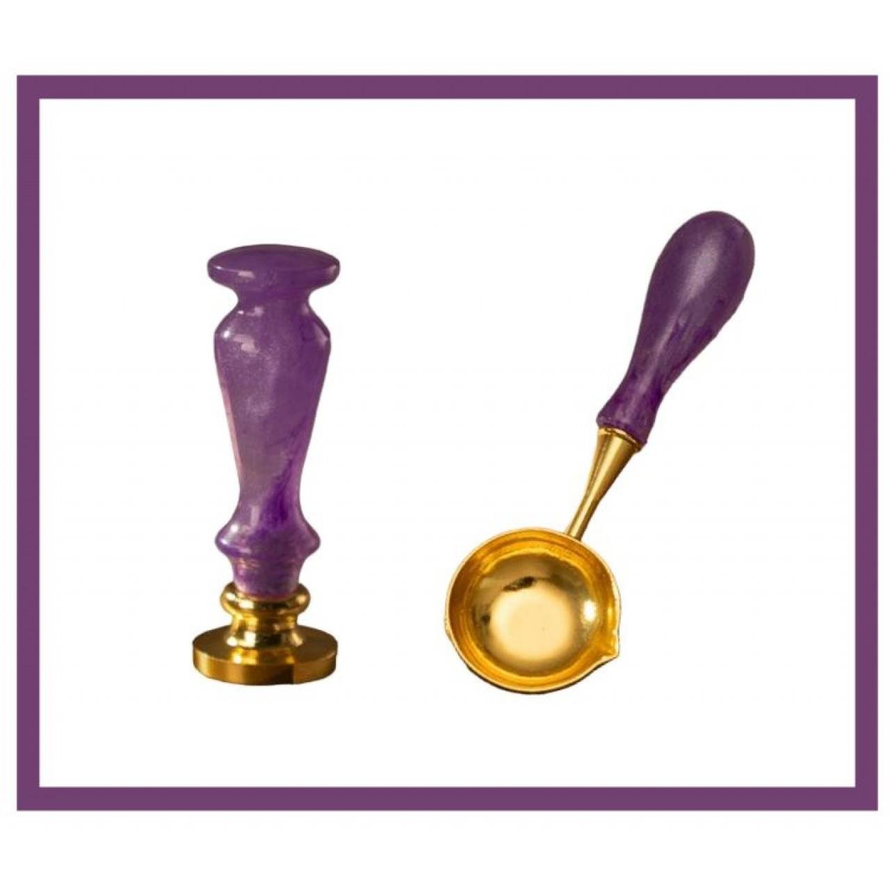 Davetiye Mum Mühürü Uygulama Seti El Yapımı Akrilik Mor Renk