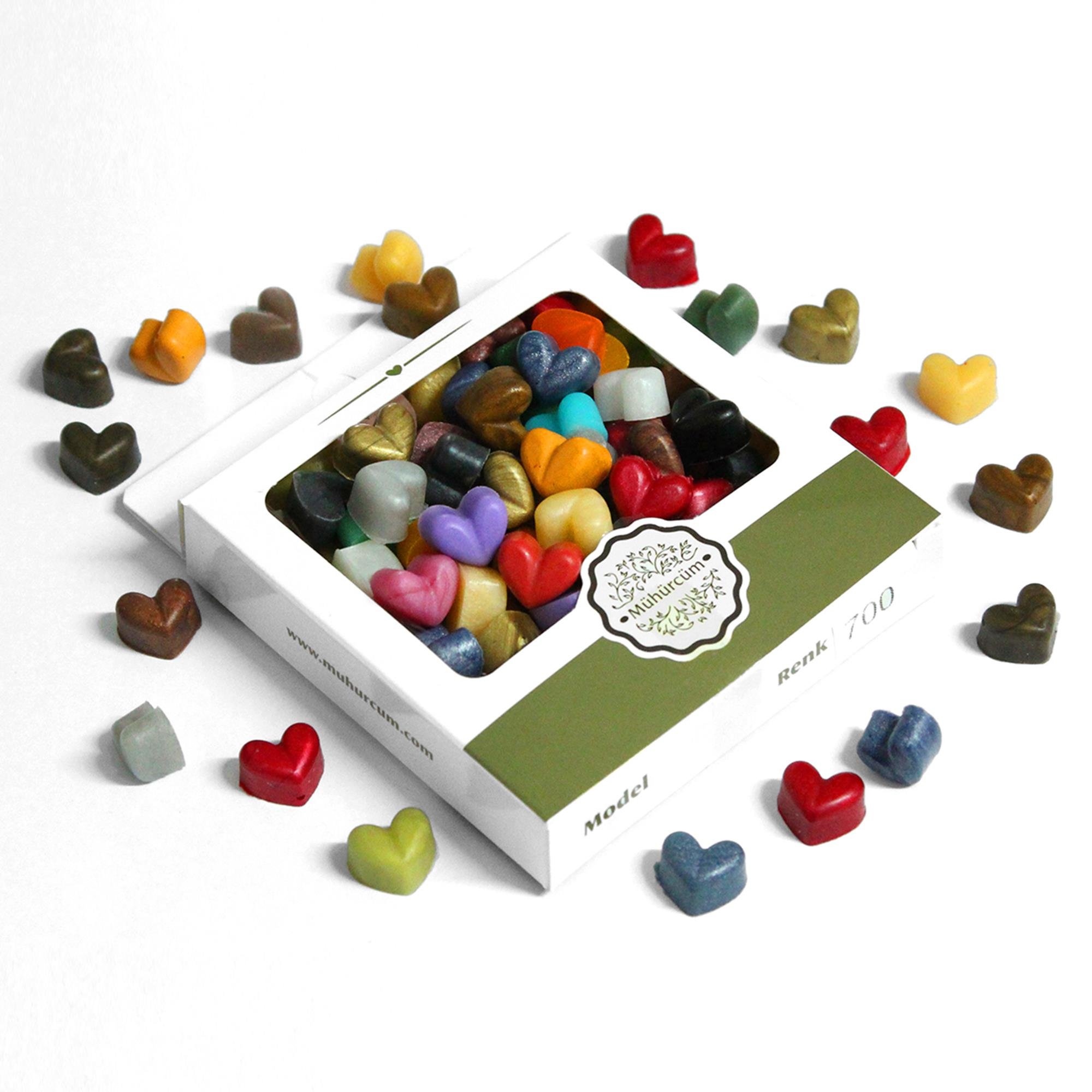 Mühür Mumu Eritme Kalp Boncuk Paket Model No: 700 Karışık Renk