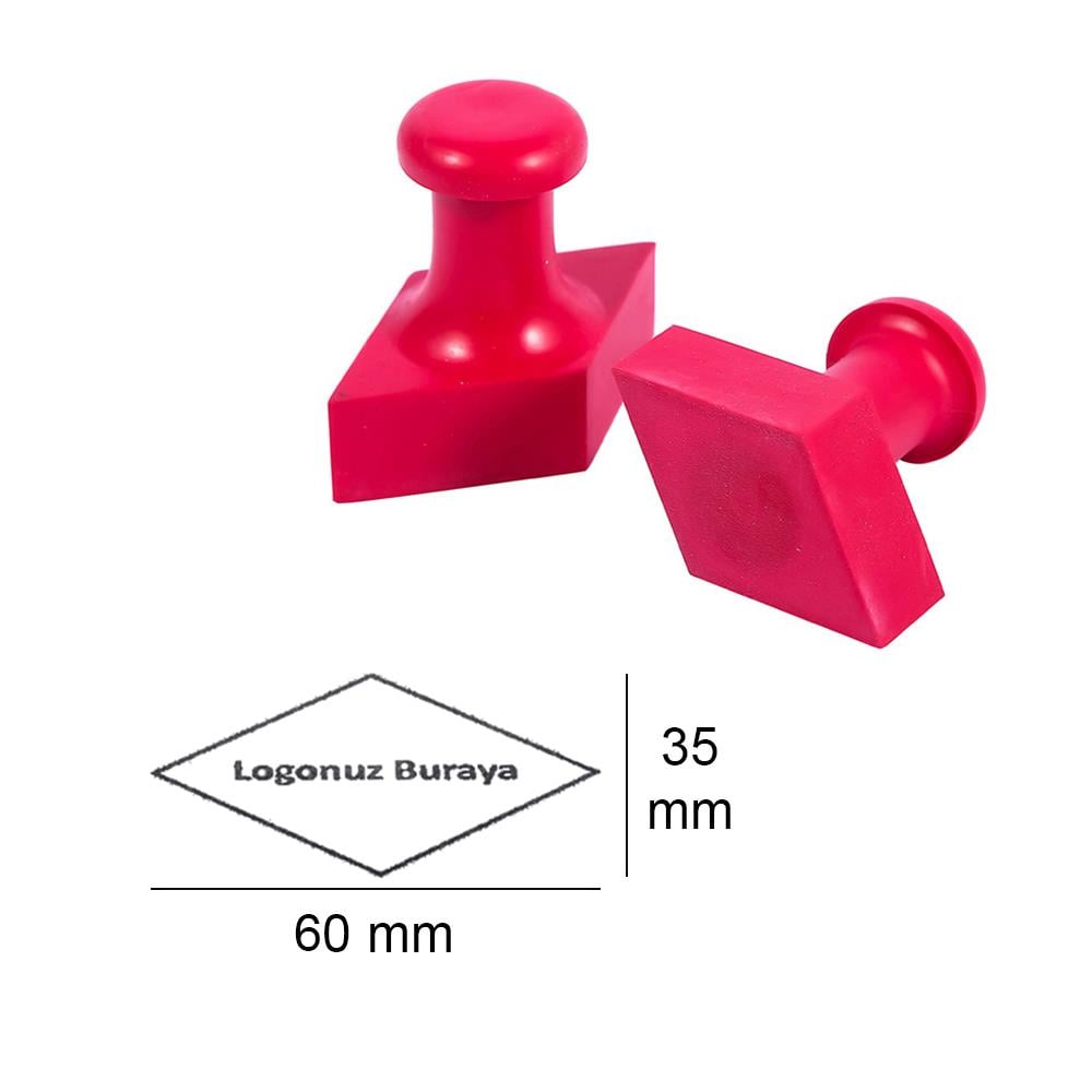 Mühür Özel Alaşım Kauçuk Kaşe Kırmızı Renk Baklava Dilimi 35x60 mm