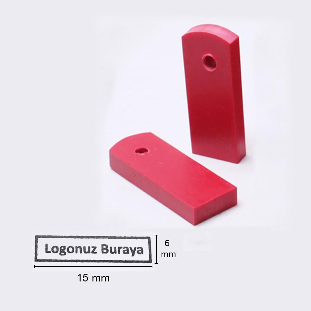 Mühür Özel Alaşım Kauçuk Kaşe Kırmızı Renk Jiklet 6x15 mm