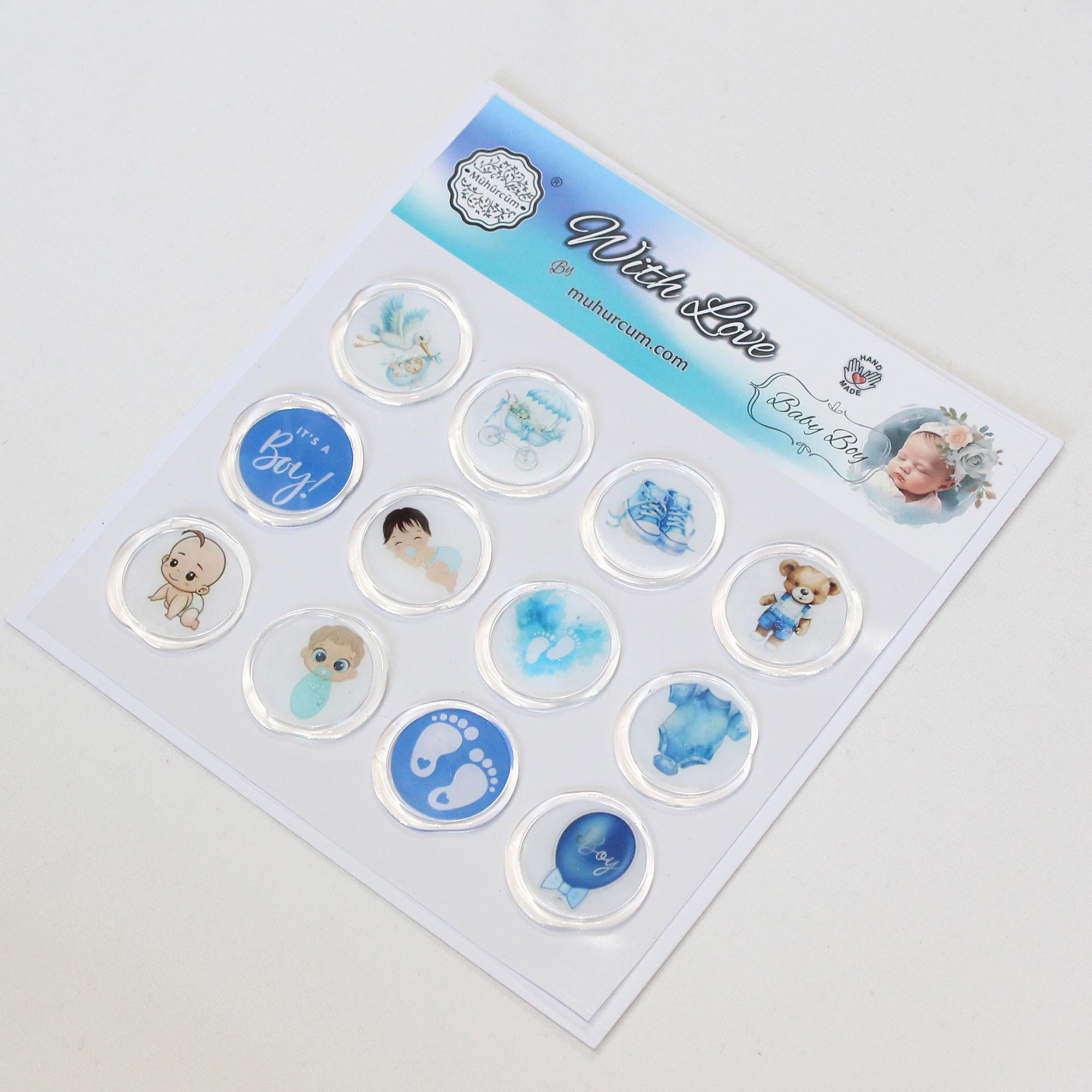 Mühürcüm 12 Adet Hazır Kendinden Yapışkanlı Hoş Geldin Bebek Sticker Mühür KYSM102