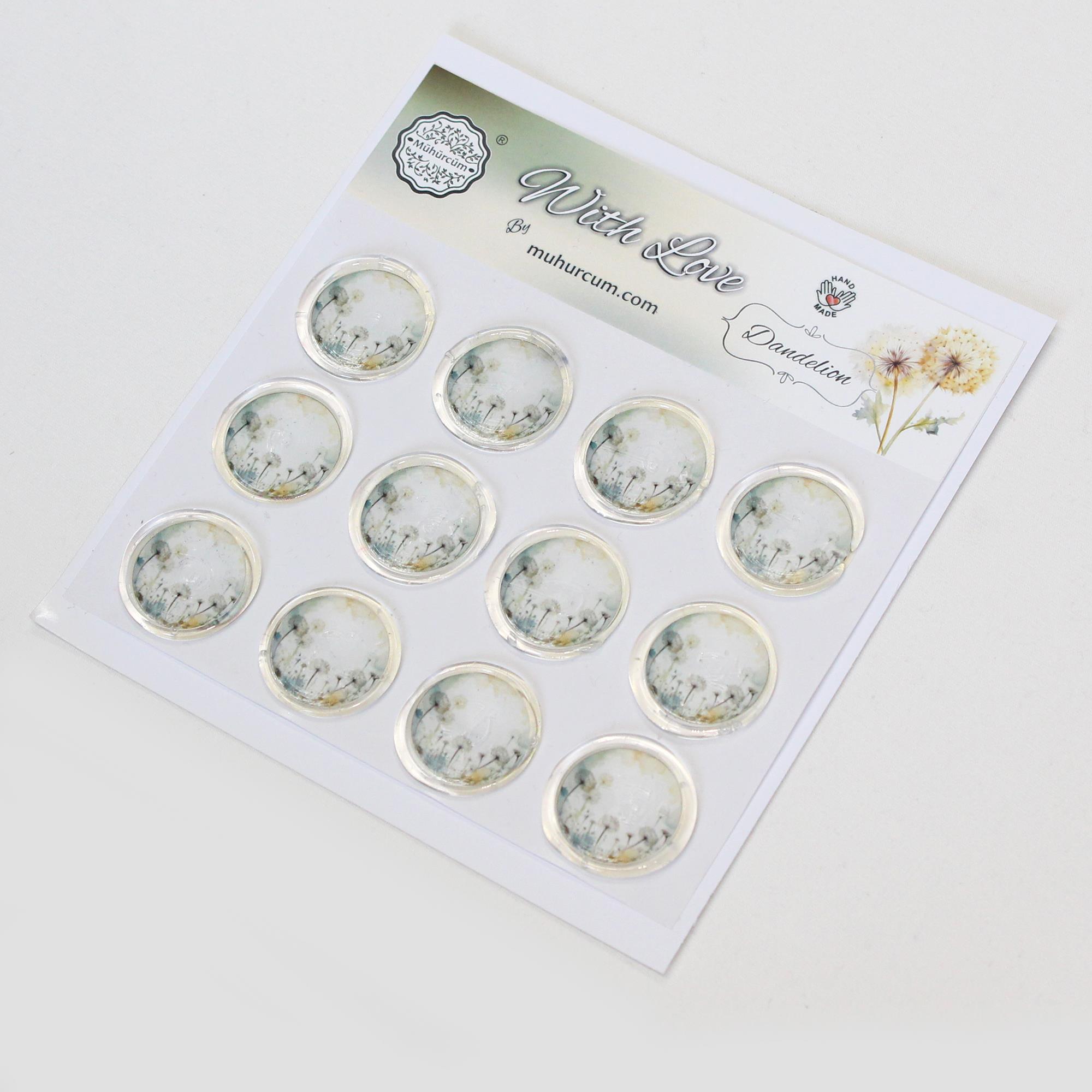 Mühürcüm 12 Adet Hazır Kendinden Yapışkanlı Çiçek Karahindiba Sticker Mühür KYSM108