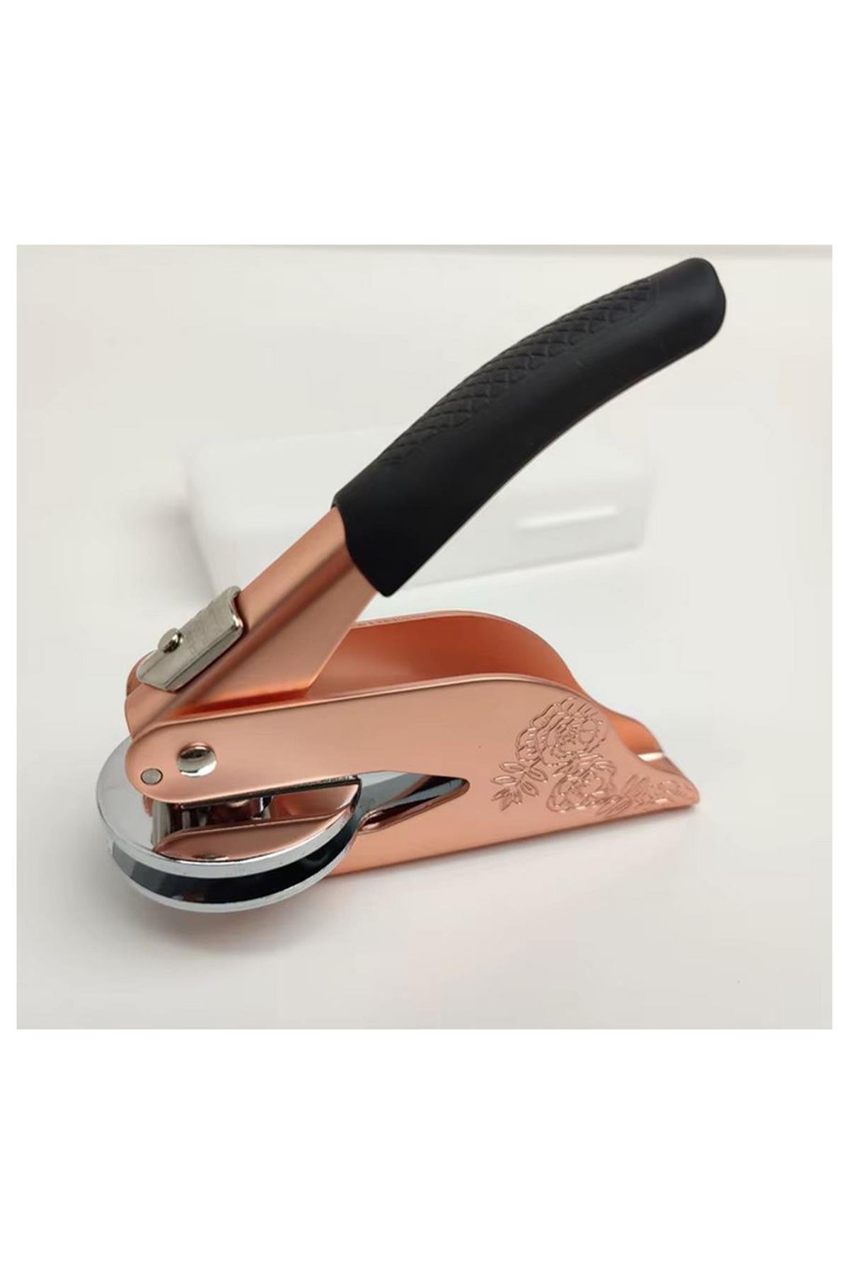 Soğuk Mühür Kabartma Damga Çelik Baskı Presi Lastik Sap Rosegold