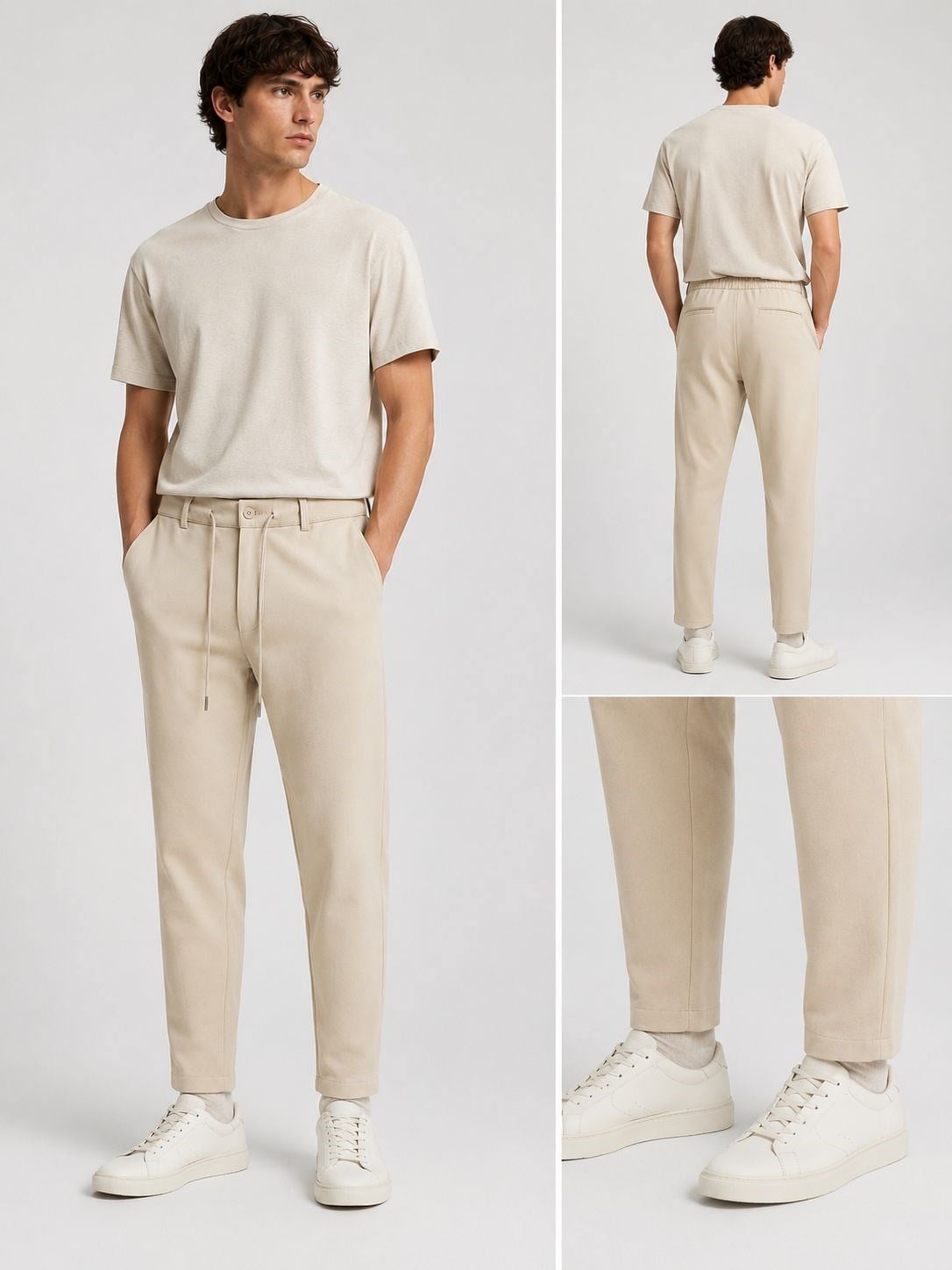 ERKEK JOGGER PANTOLON RAHAT KALIP DÜZ PAÇA BEJ