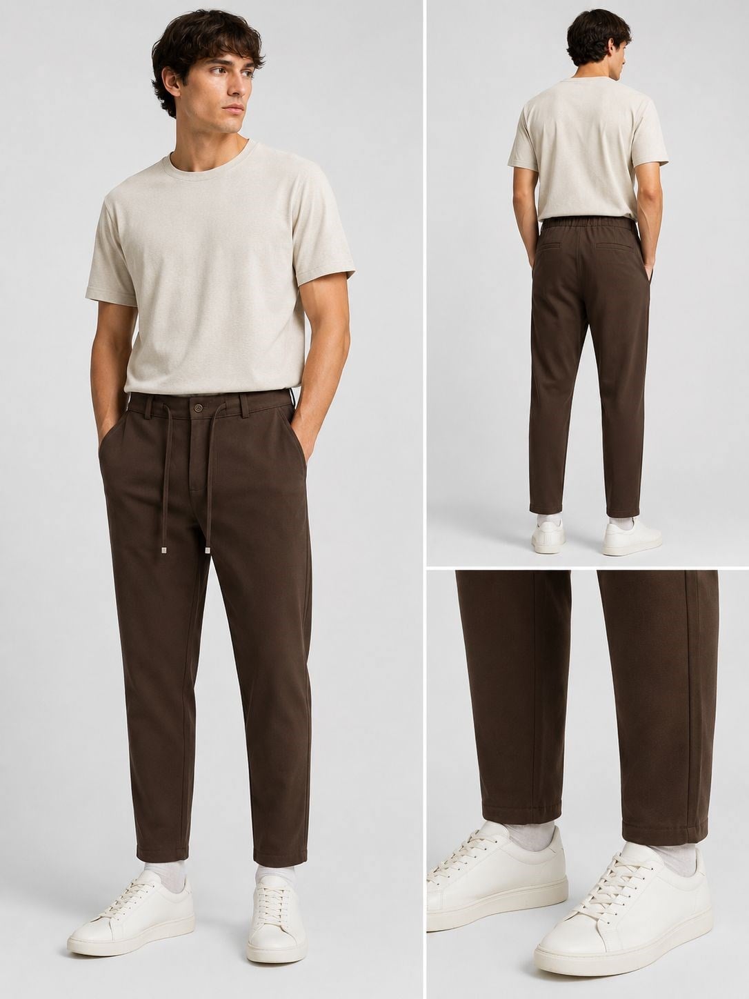 ERKEK JOGGER PANTOLON RAHAT KALIP DÜZ PAÇA KAHVERENGİ