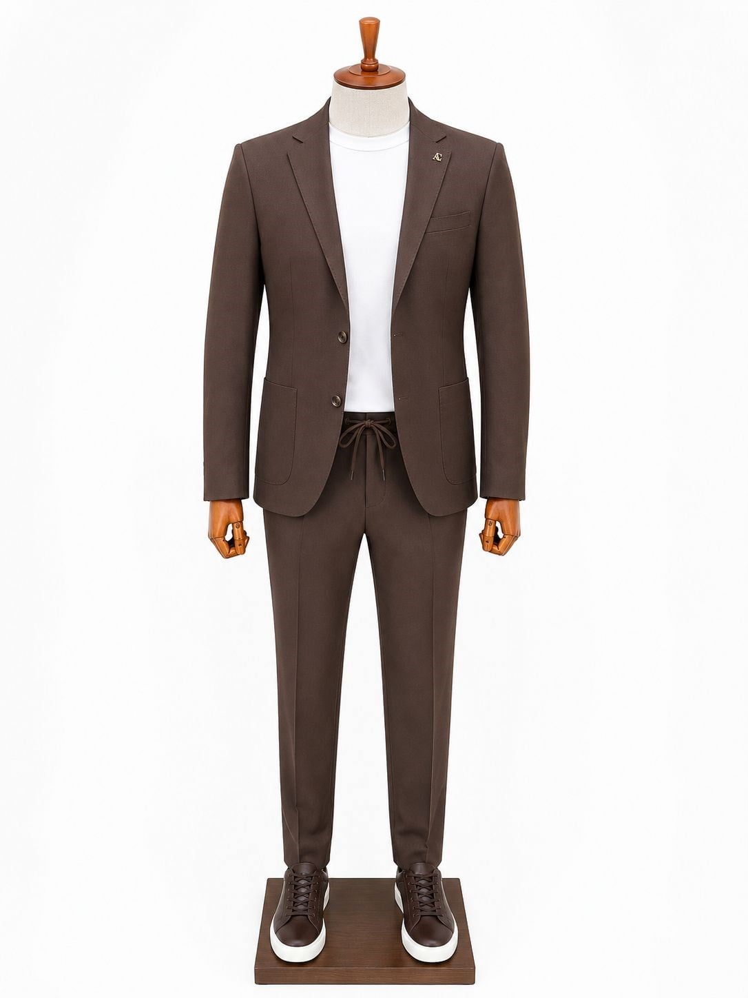 İTALYAN KESİM SLİM FİT CEKET JOGGER PANTOLON TAKIM ELBİSE KAHVERENGİ