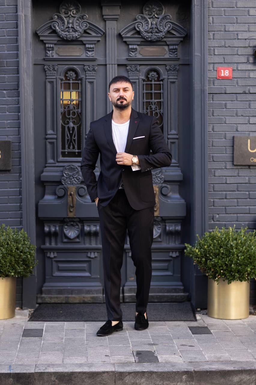 İTALYAN KESİM SLİM FİT CEKET PANTOLON TAKIM ELBİSE SİYAH RENK