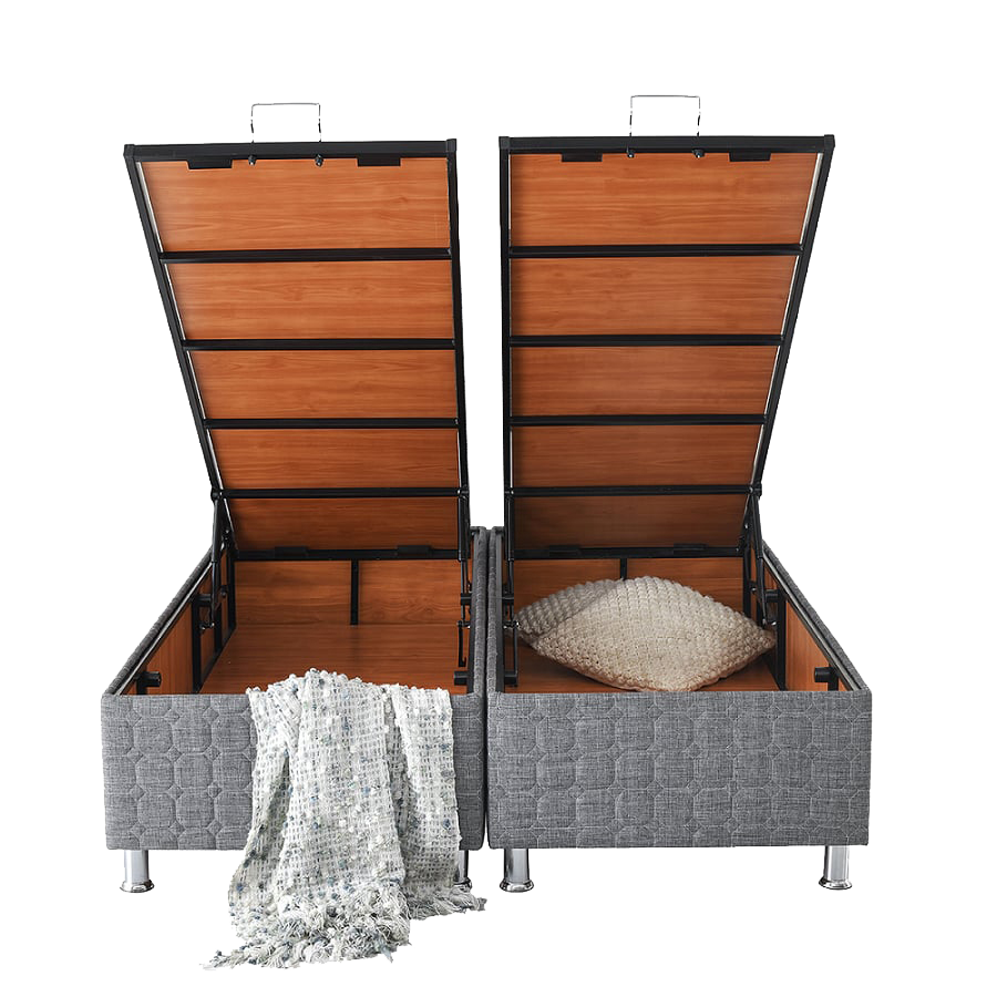 Butaş 105x200 Browni Gri Sandıklı Kumaş Baza